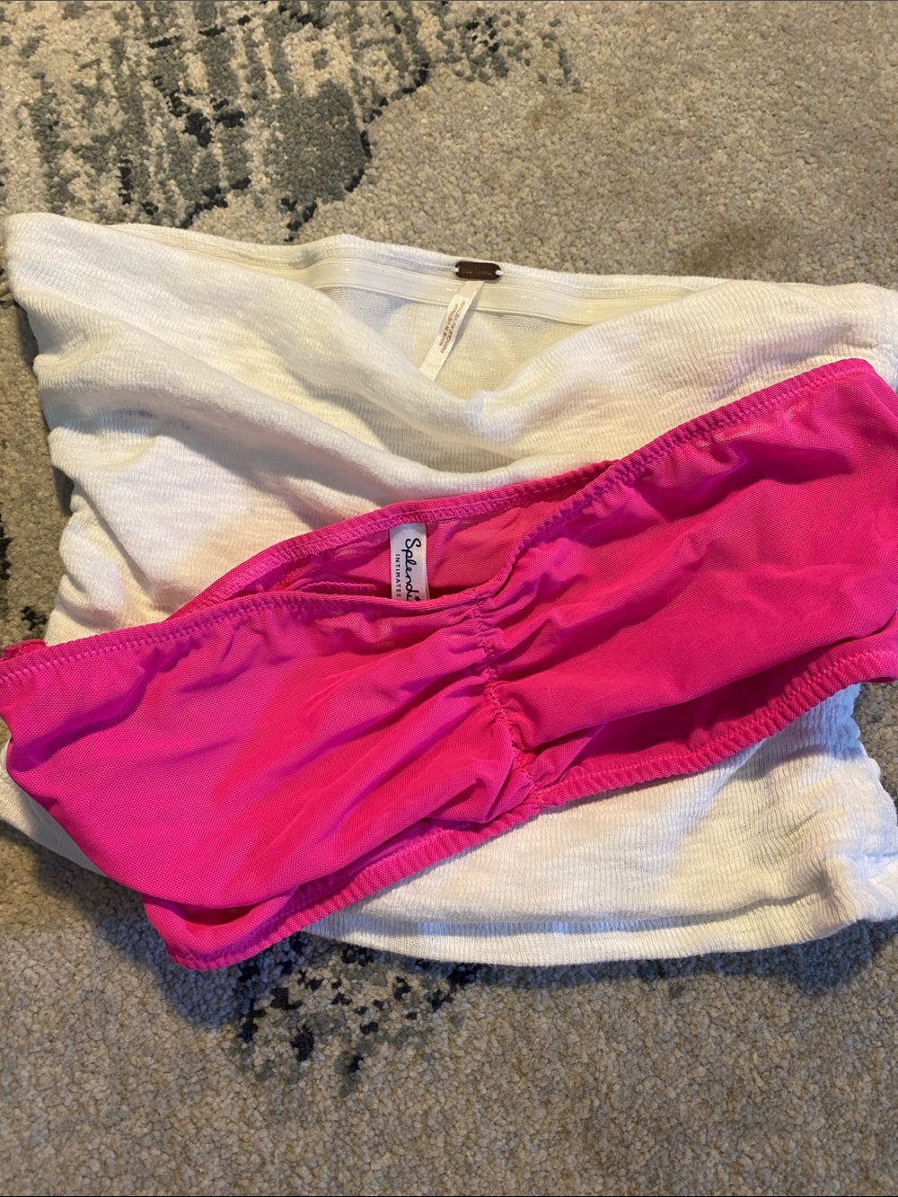 BUNDLE M/L Splendid/Free People Hot Pink Bandeau Top White Ruched Tube Top